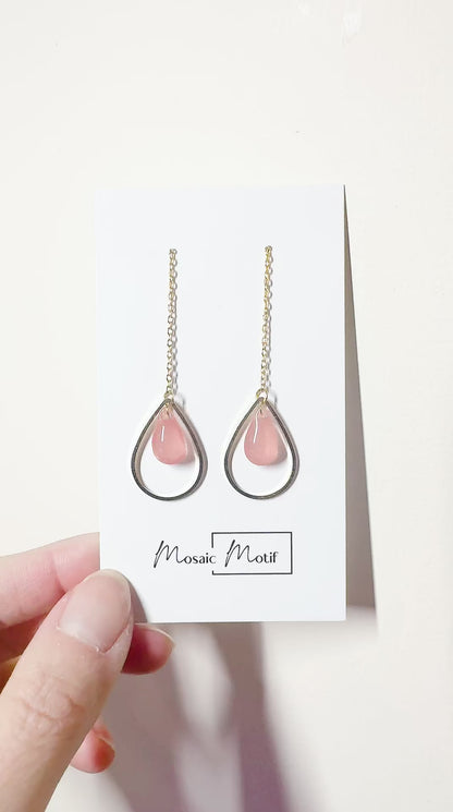 Waterdrop thread dangle earrings (multiple colours)