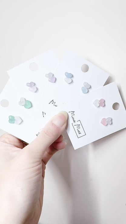 Heart double stud earrings (multi colours)