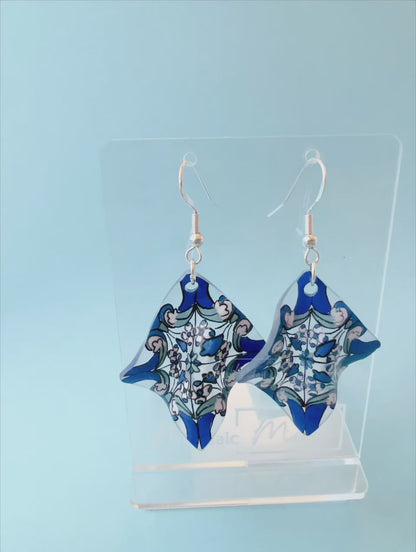 Handkerchief earrings - Geometric Vintage Vibe Pattern (Made to order)