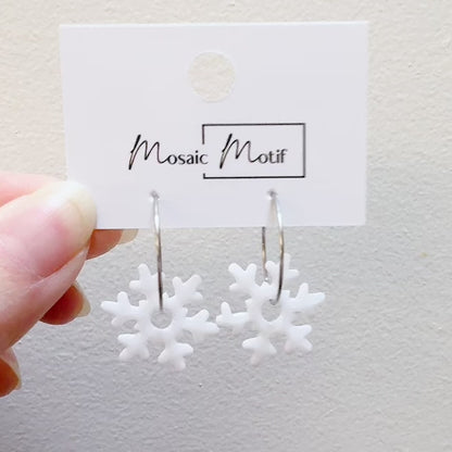 Xmas Christmas snowflake earrings - hoop earrings