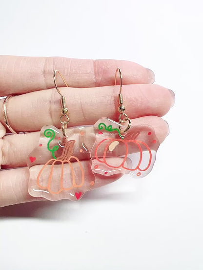 Halloween dangle earrings - Pumpkin doodle