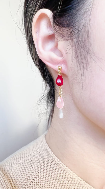 Waterdrop 2in1 double dangle earrings (multiple colour)