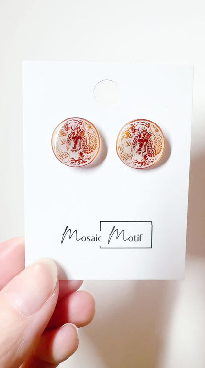 CNY - Dragon rounded stud earrings