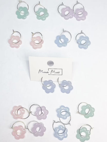 Floral mini hoop earrings (multiple colours)