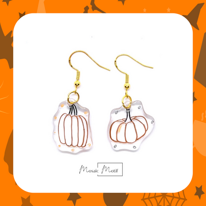 Halloween dangle earrings - Pumpkin doodle